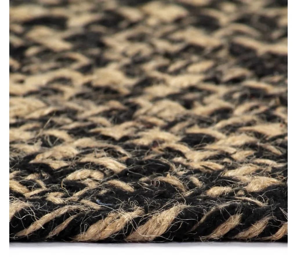 vidaXL Teppich Handgefertigt Jute Schwarz und Natur 120 cm Runde - Bild 3
