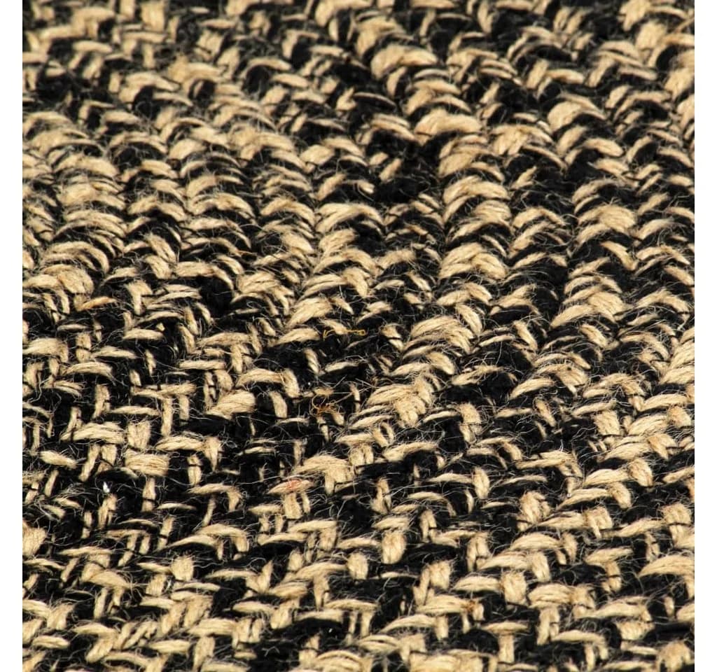 vidaXL Teppich Handgefertigt Jute Schwarz und Natur 120 cm Runde - Bild 4