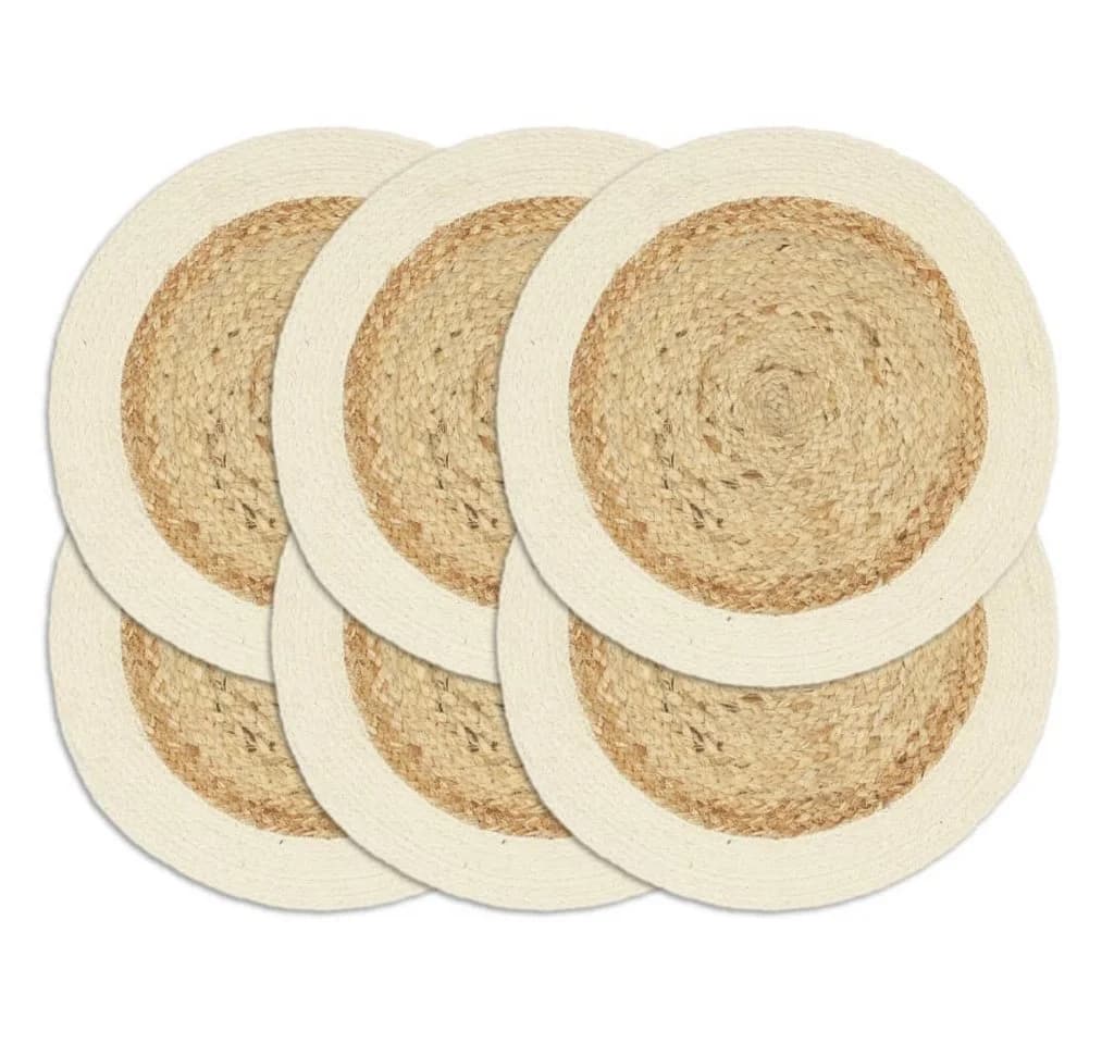vidaXL Platzset Tischsets 6 Stk. Natur Jute Baumwolle Rund - Bild 2