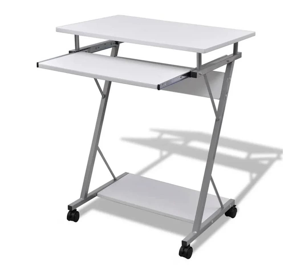 vidaXL Computertisch Weiß mit Tastaturablage & Rollen - Bild 2