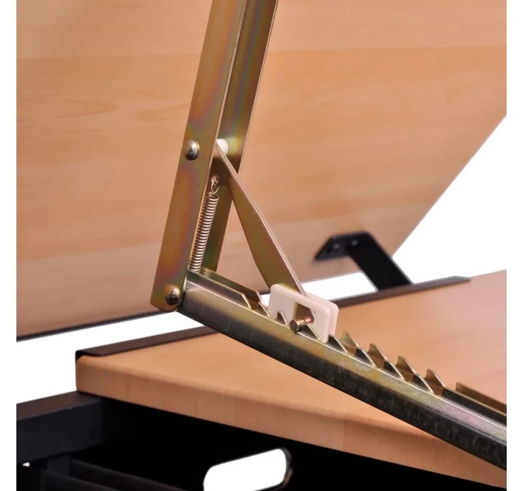 vidaXL Zeichentisch mit neigbarer Tischplatte, 2 Schubladen und Hocker - Bild 4