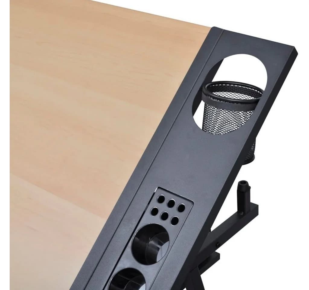 vidaXL Zeichentisch mit neigbarer Tischplatte, 2 Schubladen und Hocker - Bild 5