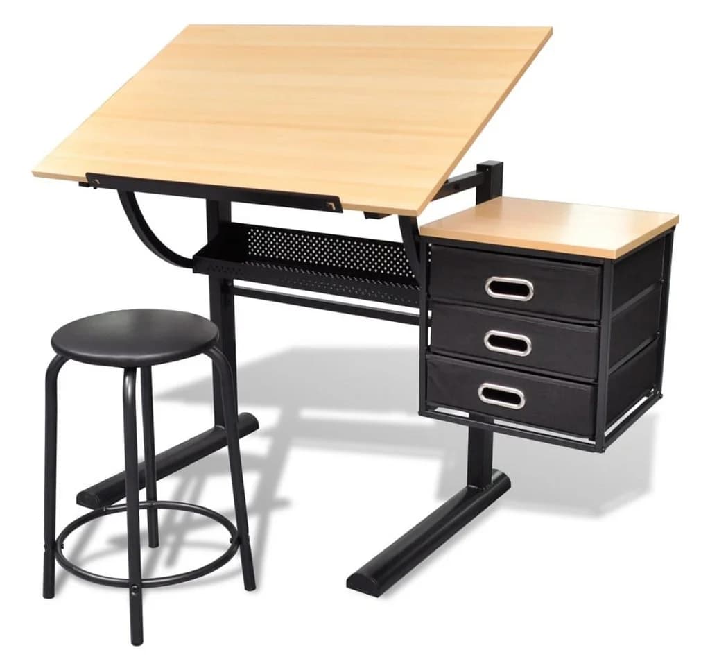 vidaXL Zeichentisch mit neigbarer Tischplatte und 3 Schubladen - Bild 2