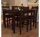 vidaXL Essgruppe, Esstisch Holztisch mit 4 Holzstühlen Esszimmerset Braun Bild 1
