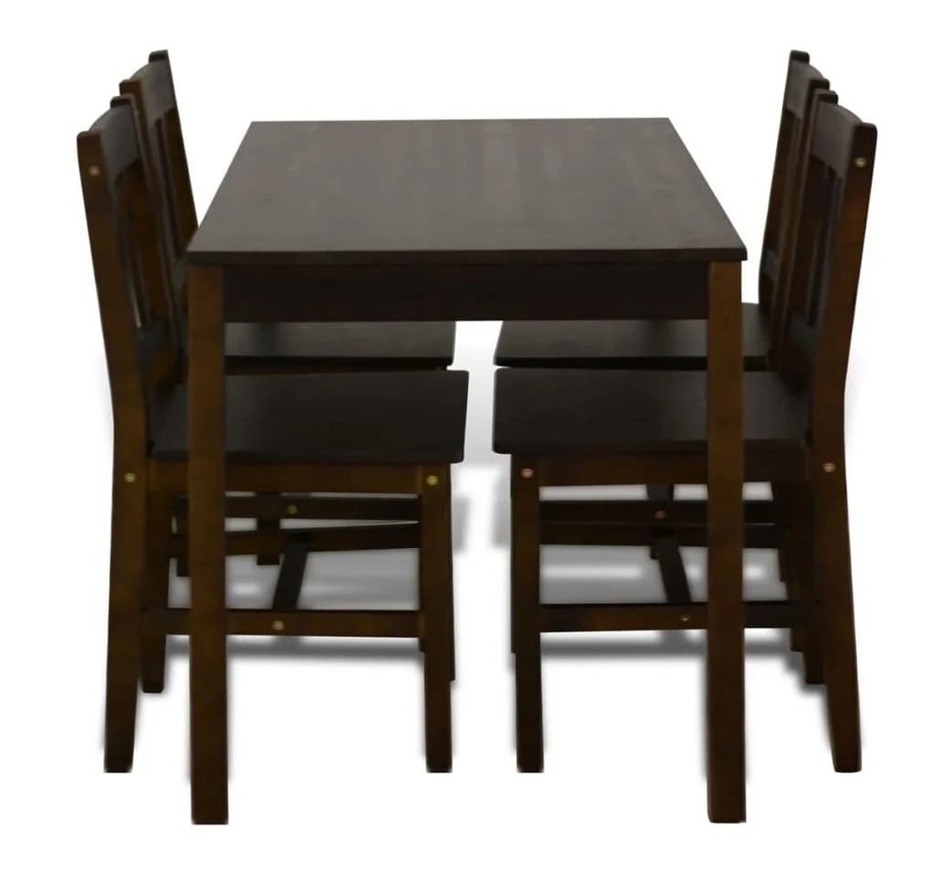 vidaXL Essgruppe, Esstisch Holztisch mit 4 Holzstühlen Esszimmerset Braun - Bild 5