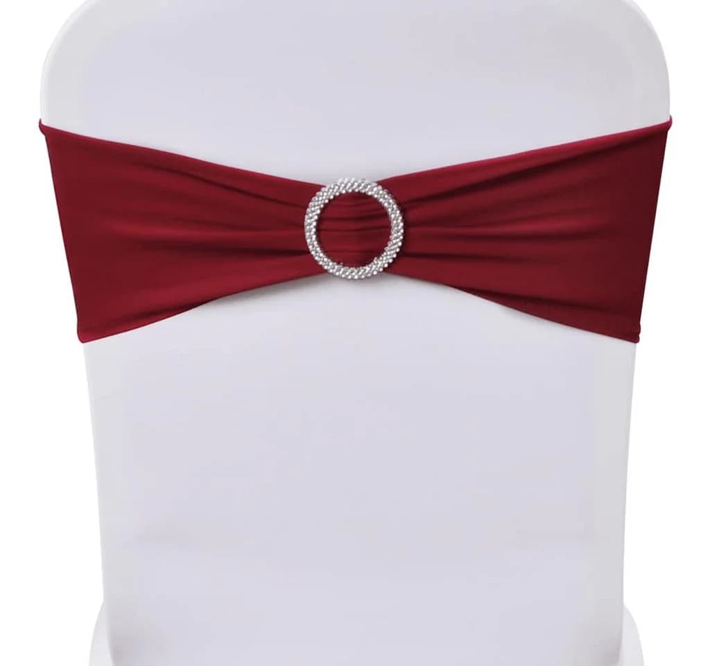 vidaXL Stuhlschleifen-Set 25x Stretch Bordeaux Diamant-Schnalle - Bild 3