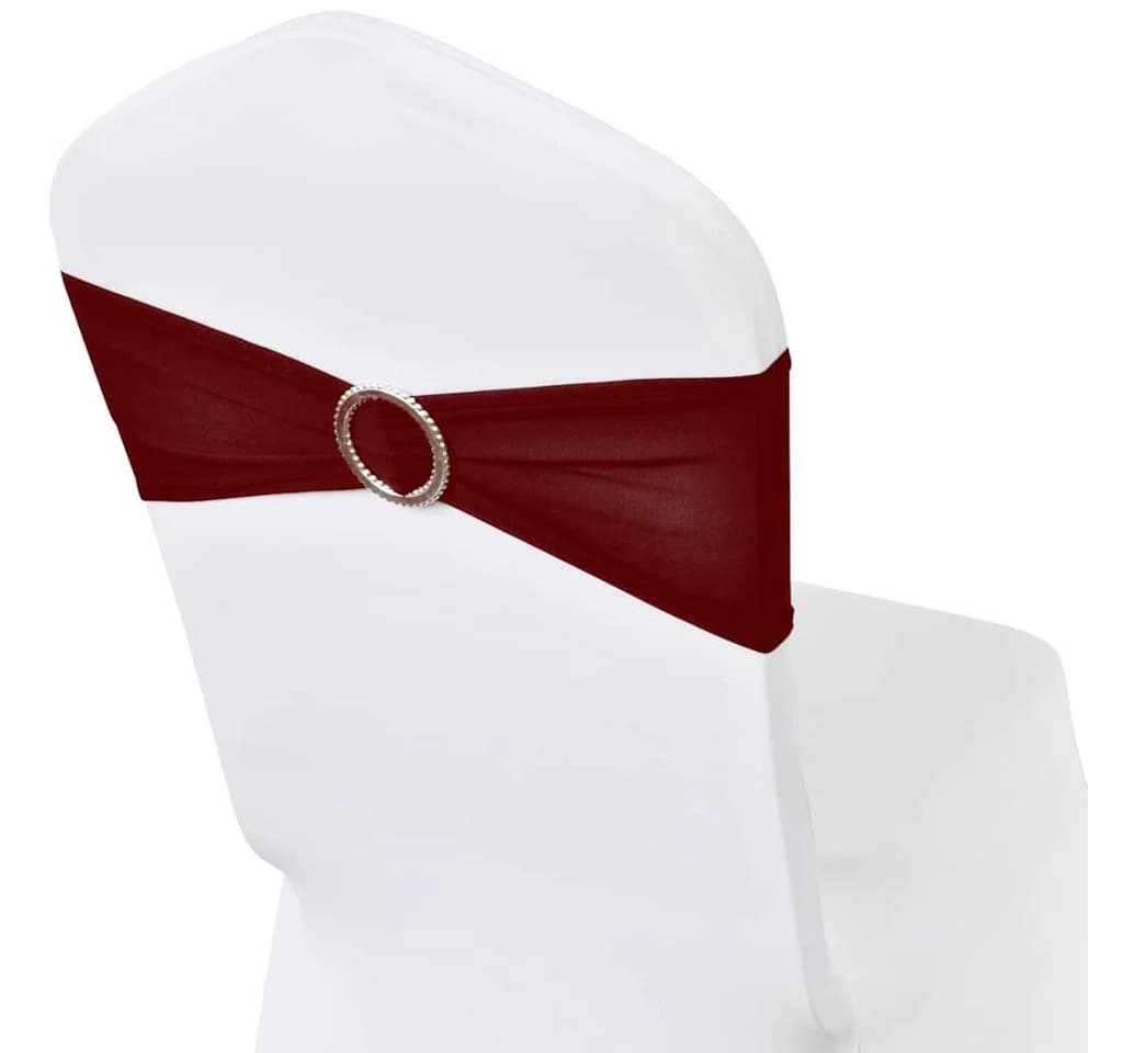 vidaXL Stuhlschleifen-Set 25x Stretch Bordeaux Diamant-Schnalle - Bild 5