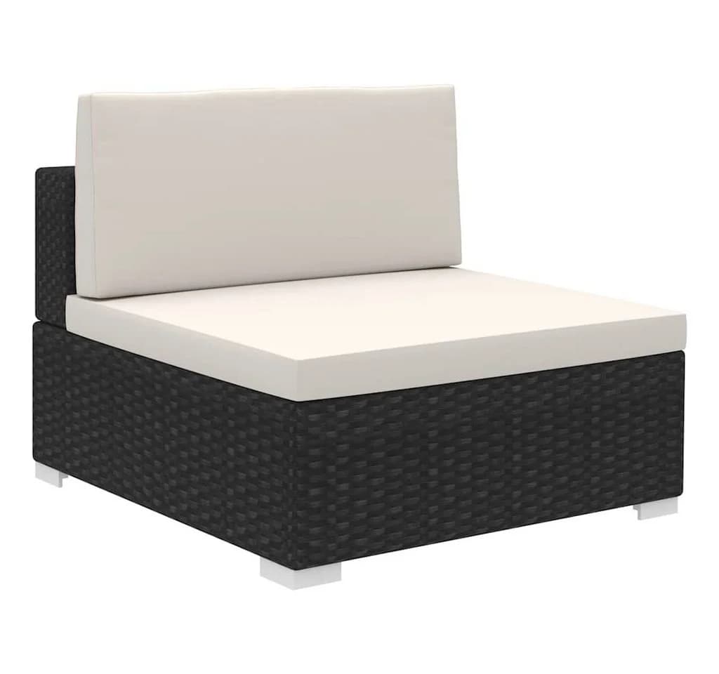 vidaXL Gartenlounge-Set 8-tlg. Schwarz Poly Rattan mit Kissen - Bild 4