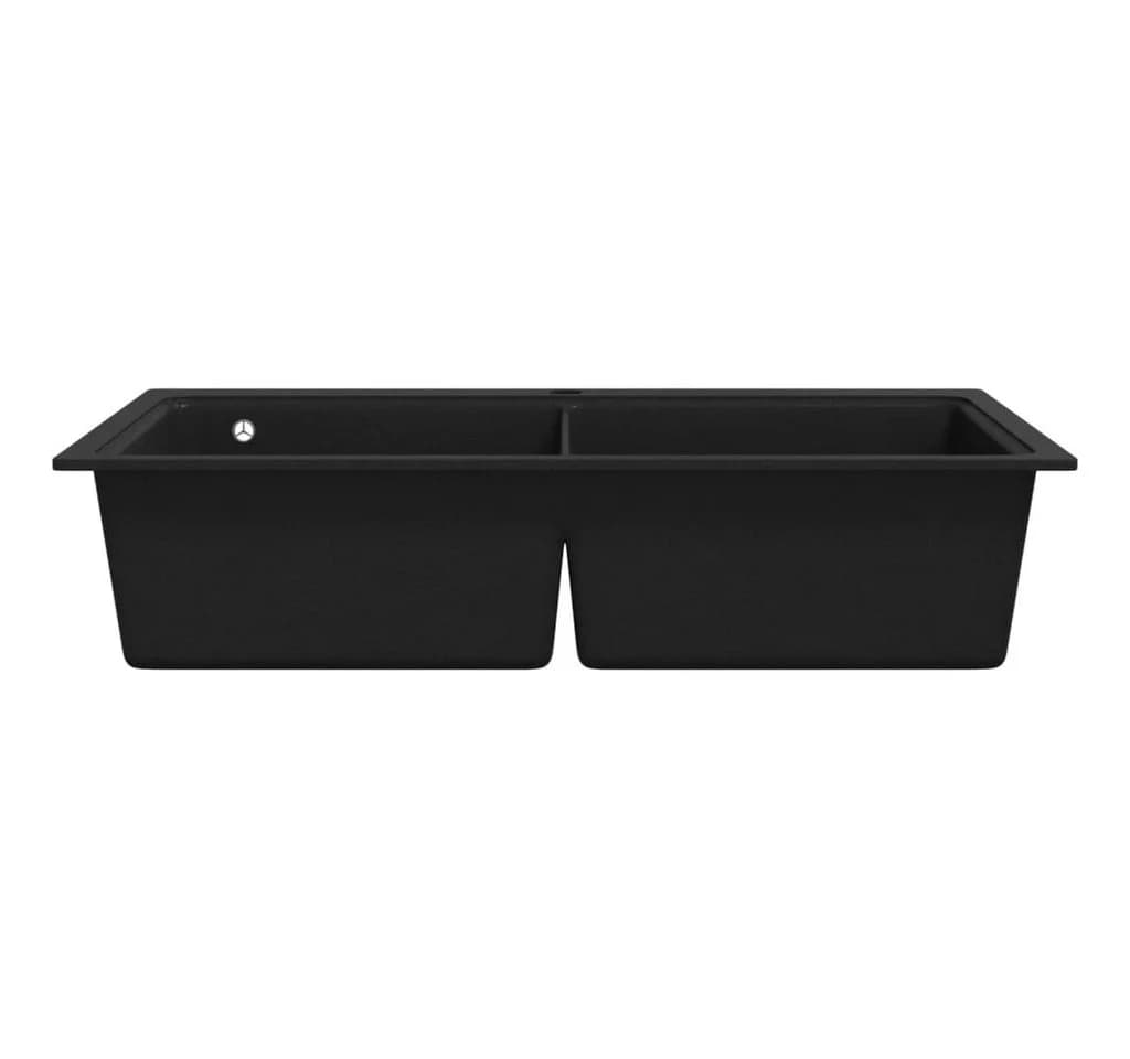 vidaXL Granitspüle Einbauspüle Doppelbecken Schwarz - Bild 5