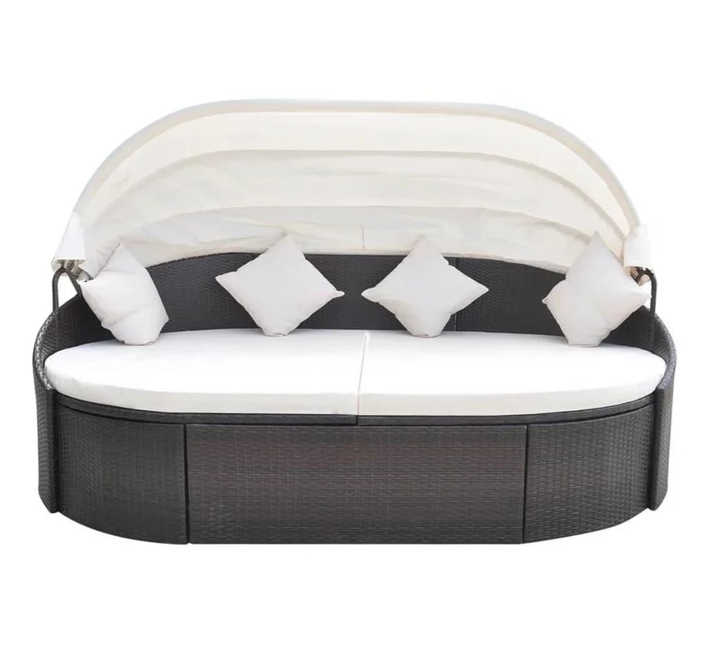 vidaXL Outdoor-Loungebett mit Dach Poly Rattan Braun