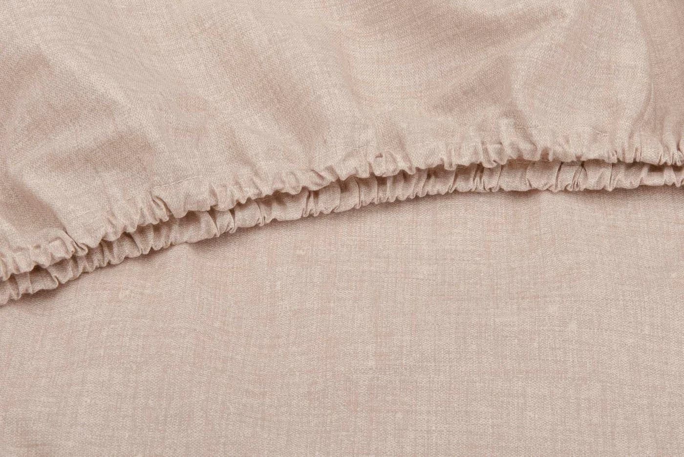 ZO HOME Spannbettlaken Lino 100% Baumwolle Leinenlook Beige