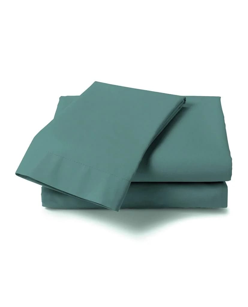 Grünes Bettlaken aus Baumwolle und Mako-Satin