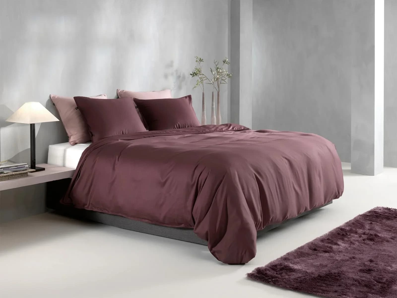 Zohome Baumwolle Mako-Satin Bettwäsche Satinado Dunkel Violett