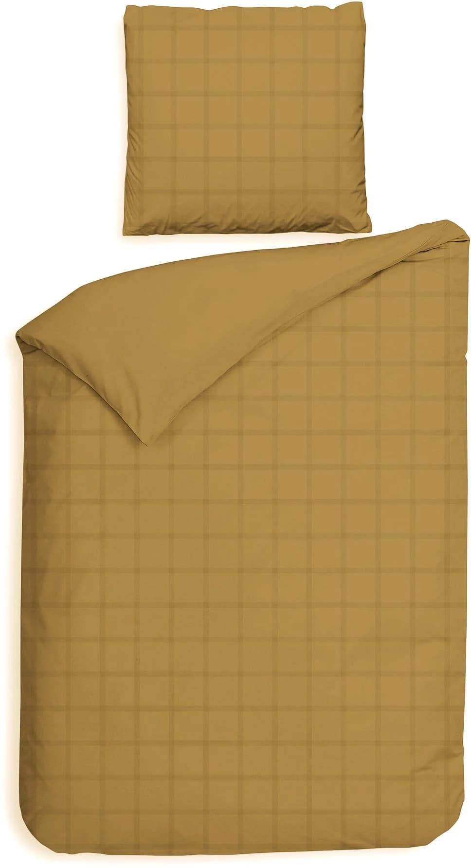 HECKETT & LANE Wendebettwäsche Diamante Mako-Satin Gold Karo