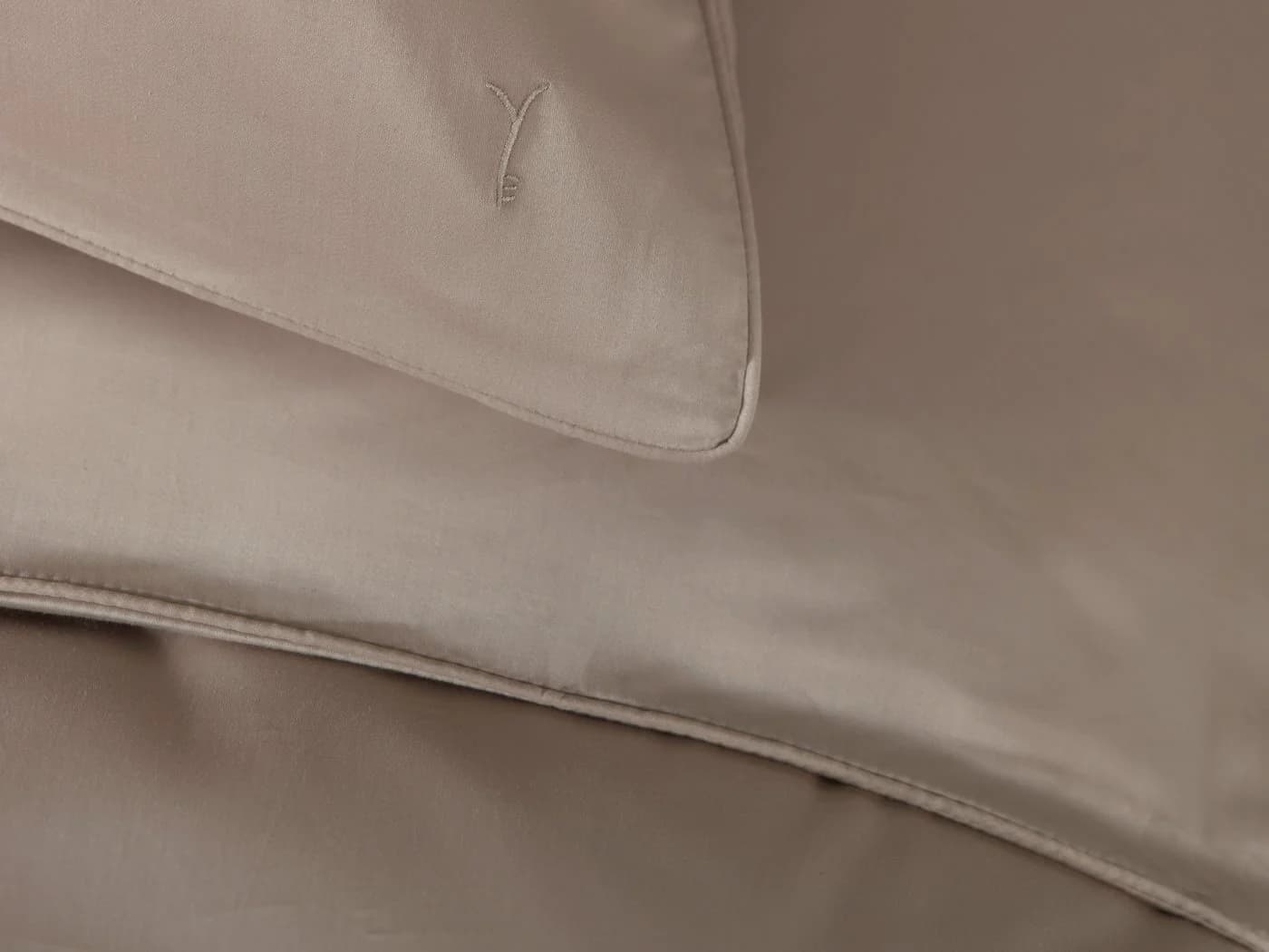YELLOW Bettwäsche Suite Dubai Dbo 240x220 Mako-Satin Uni Beige - Bild 4