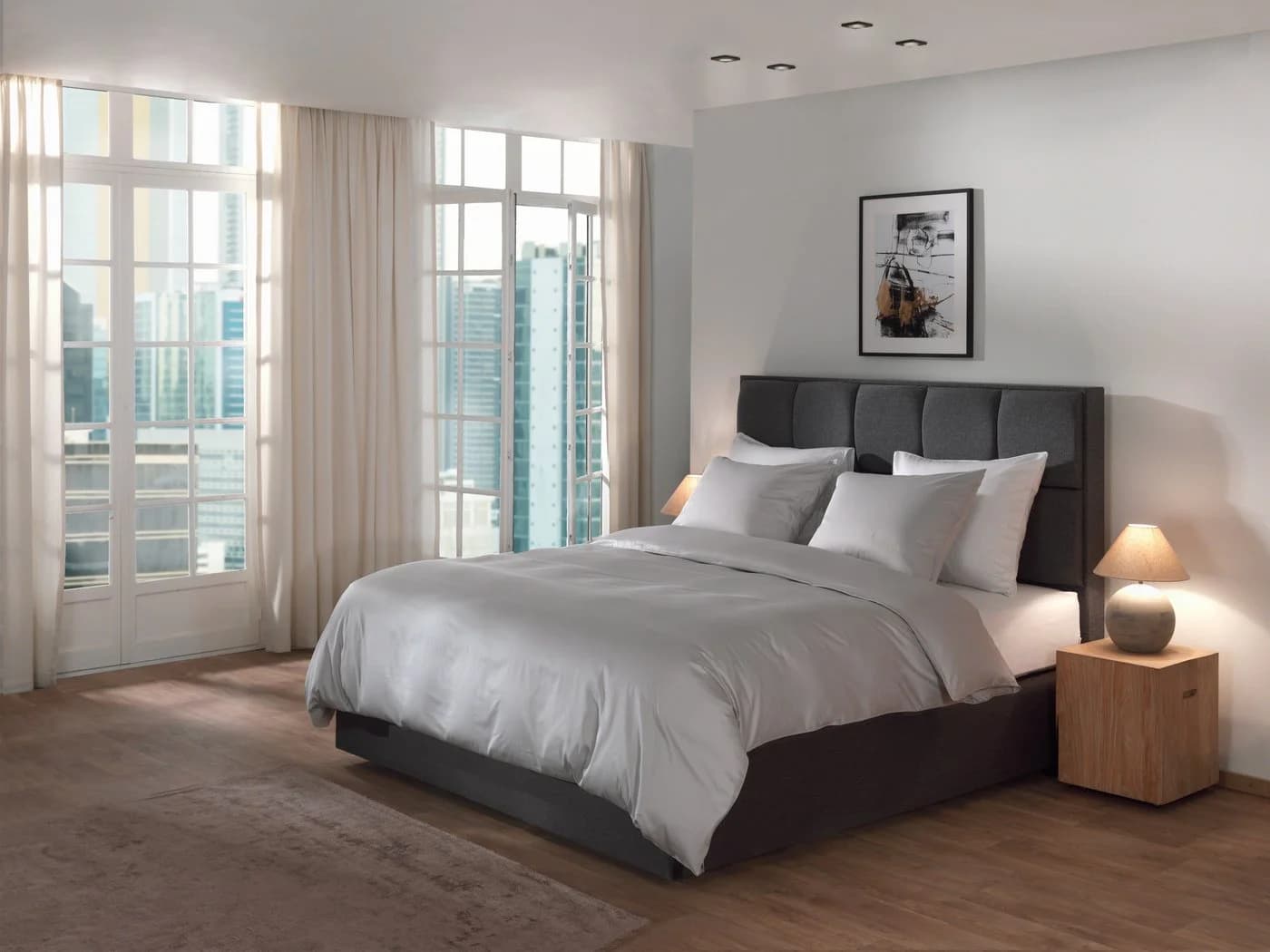 YELLOW Bettwäsche Suite Dubai Dbo 240 Vaporous-Grey Uni Mako-Satin 3-teilig
