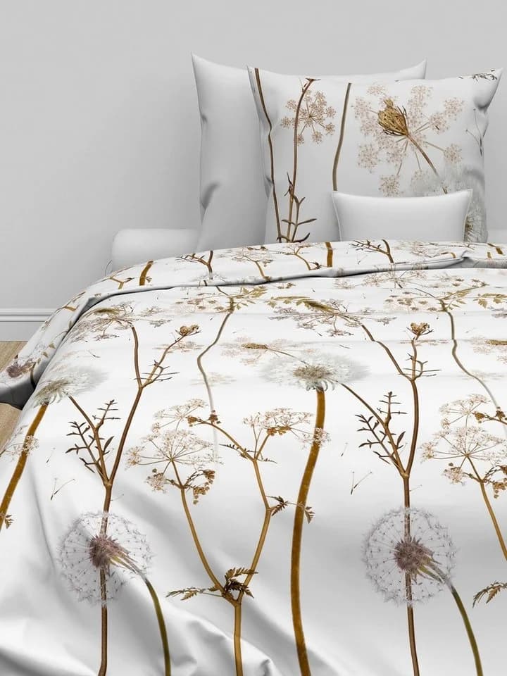 Heckett and Lane Bettwäsche WILLA 2-teilig Weiß Beige Baumwolle