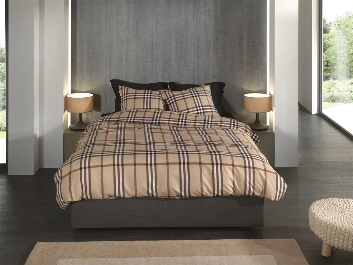 Heckett & Lane Flanell Bettwäsche 135x200 Beige Karo 2-teilig - Bild 2