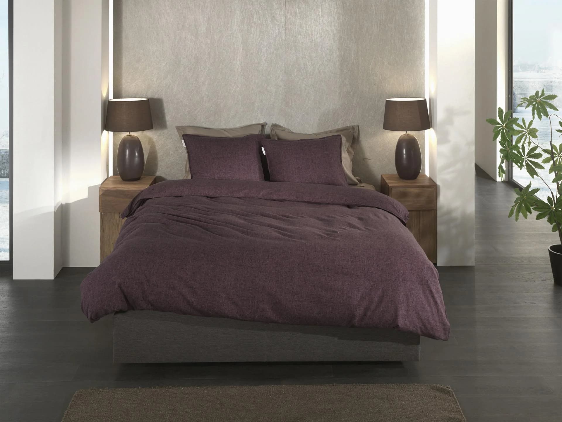 Heckett & Lane Franela Bettwäsche Schwarzberry Wine Flanell