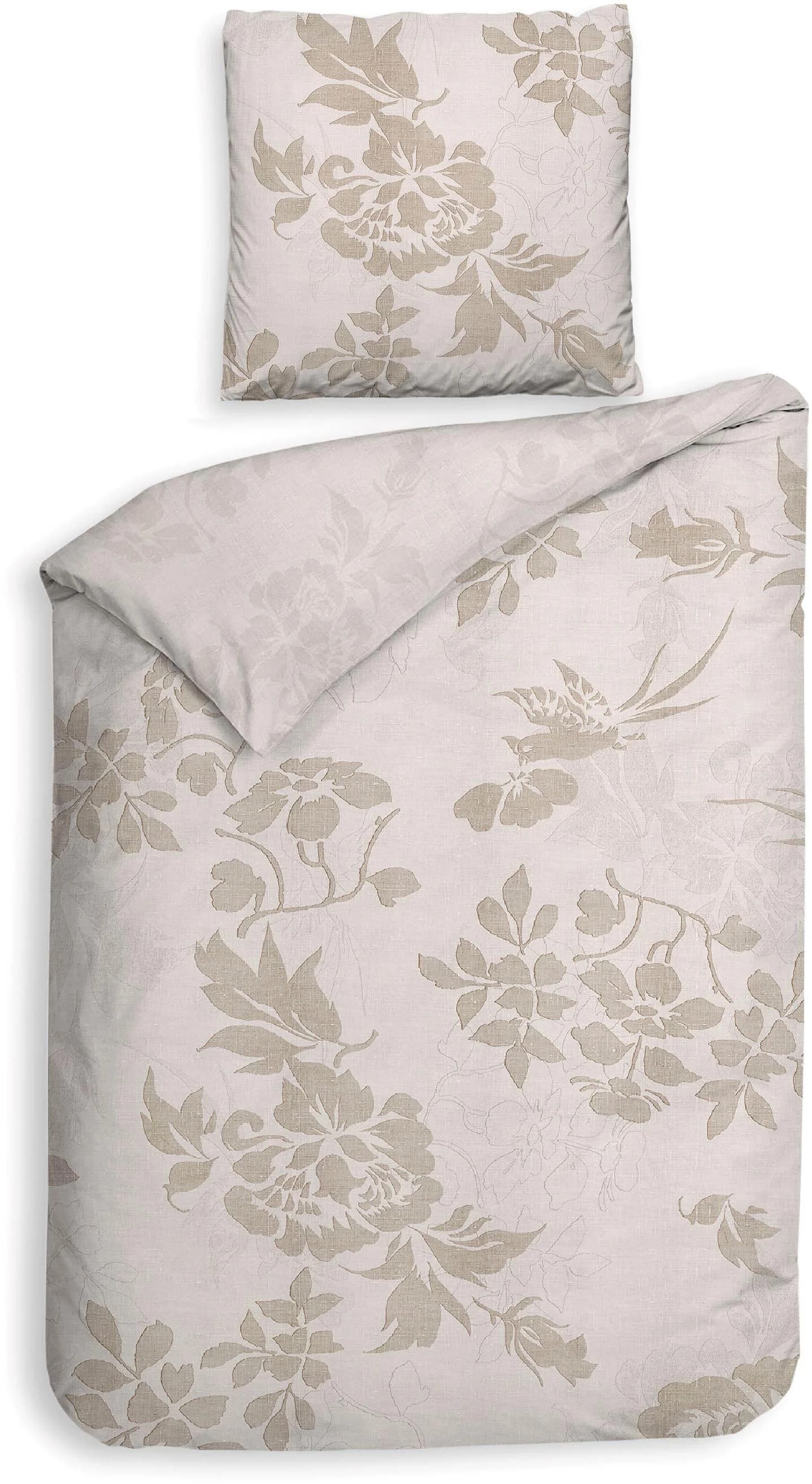 HECKETT & LANE Bettwäsche Ling Beige Mako-Satin 2-tlg