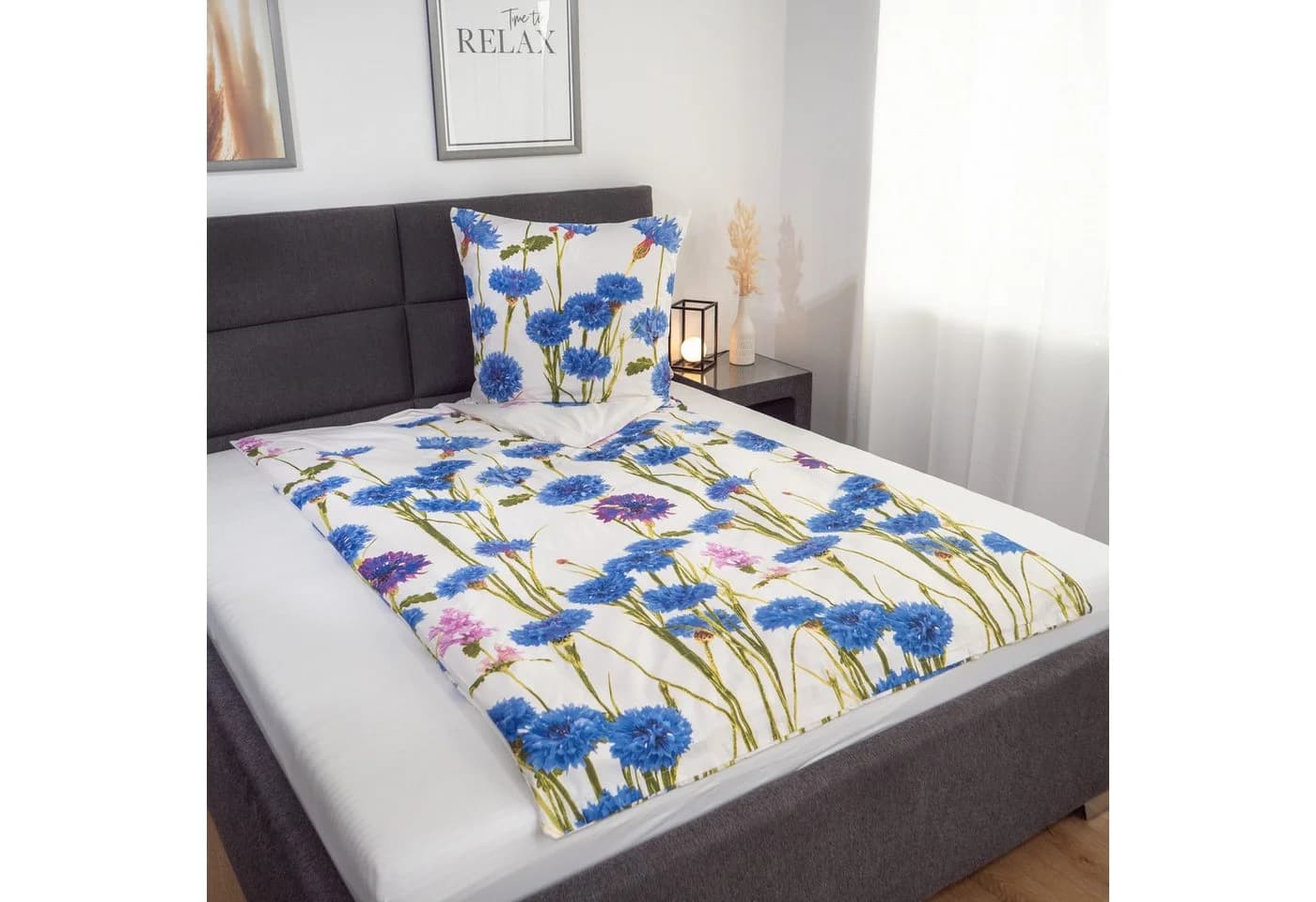 ZO HOME Bettwäsche Renforcé 2-teilig Blau/Weiß Kornblumen