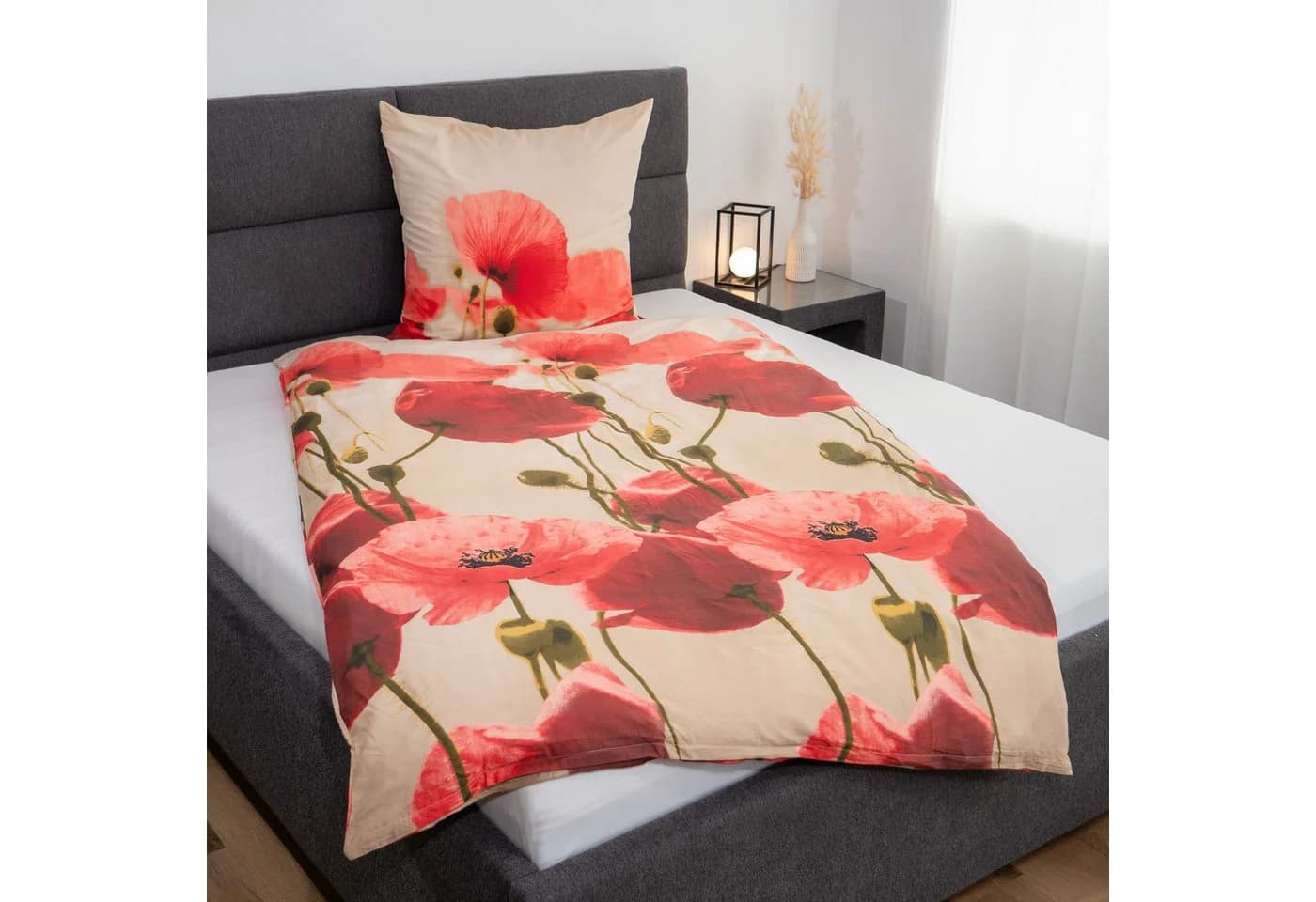 ZO HOME Bettwäsche Renforcé 2-teilig Mohnblumen Rosé