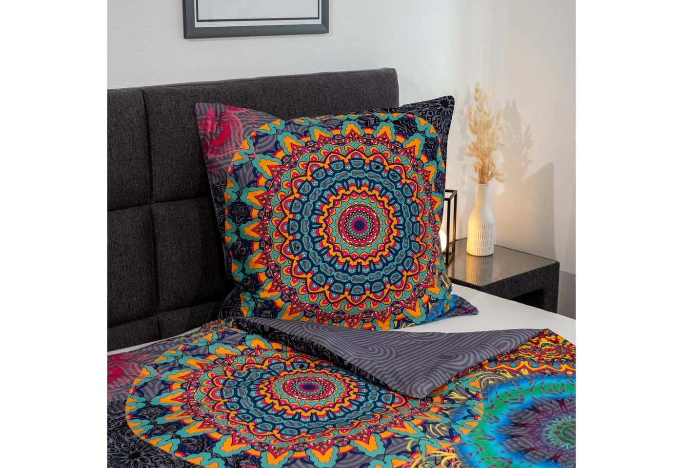 ZO HOME Bettwäsche Renforcé 2-teilig Bunte Mandalas Grau - Bild 4