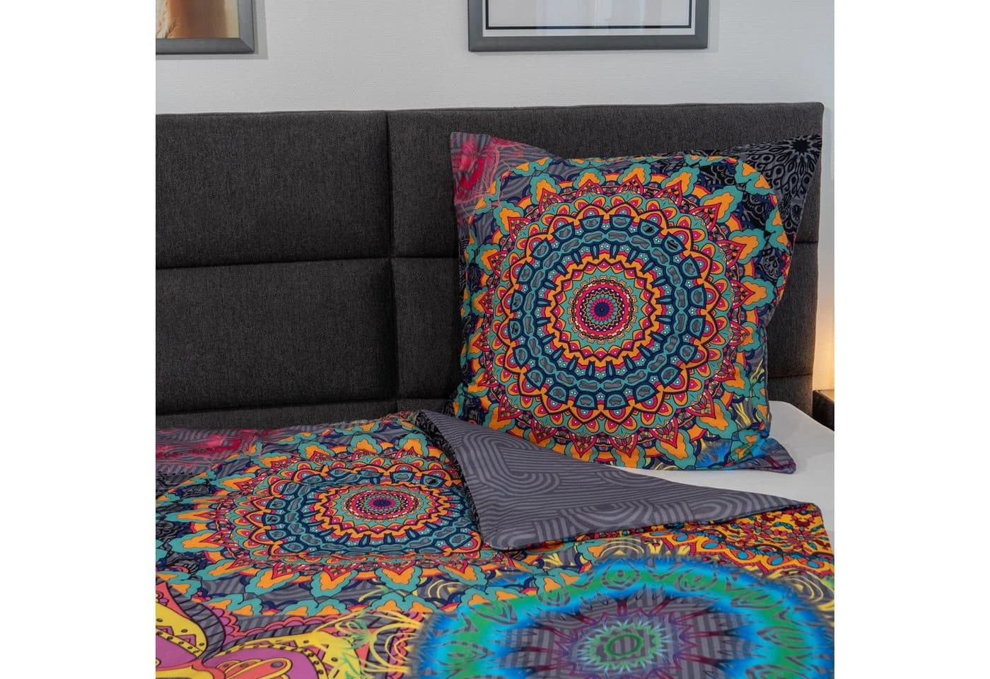 ZO HOME Bettwäsche Renforcé 2-teilig Bunte Mandalas Grau - Bild 5