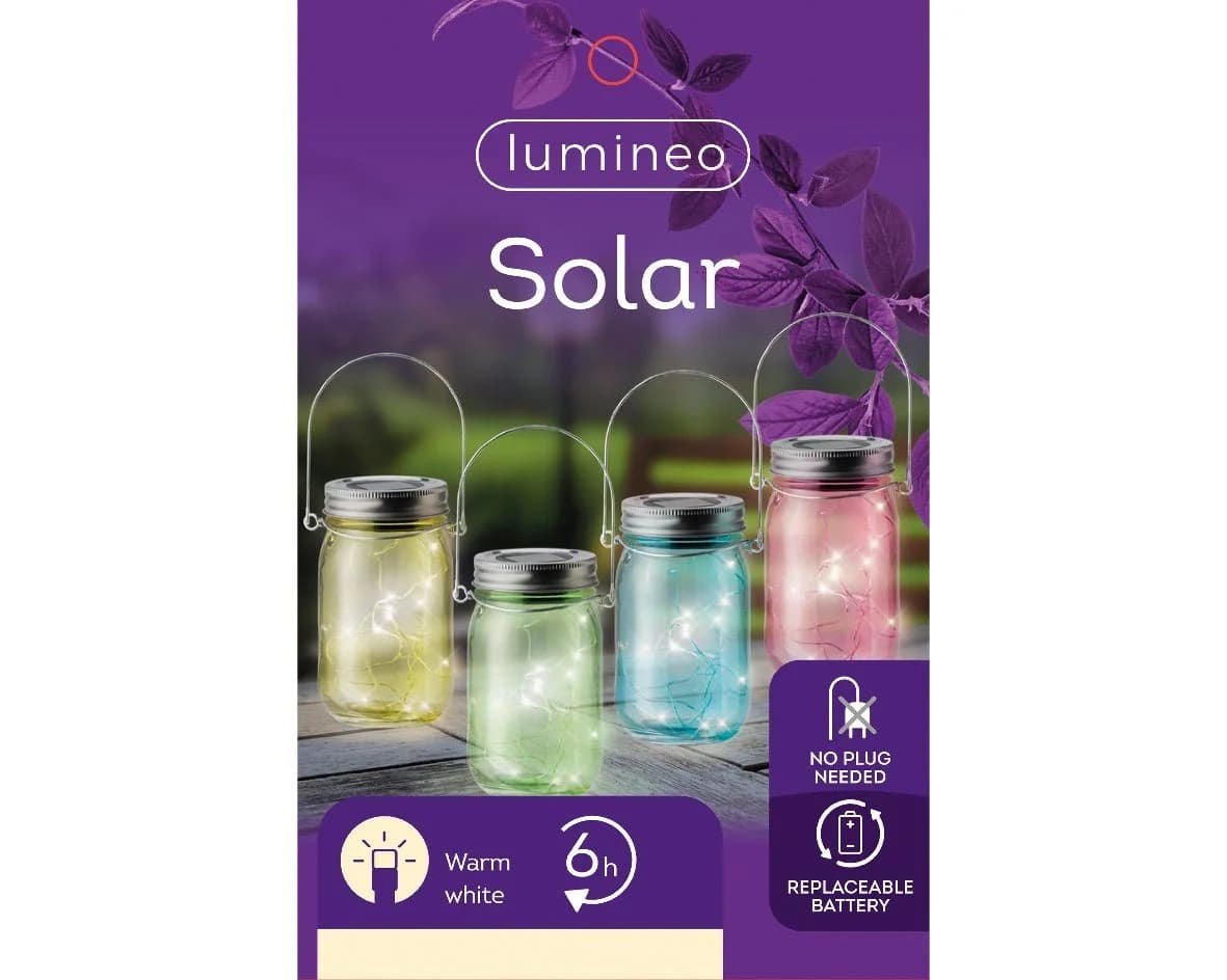 Lumineo Solar LED Gartenleuchte Glas 4 Farben 4 Stück - Bild 4