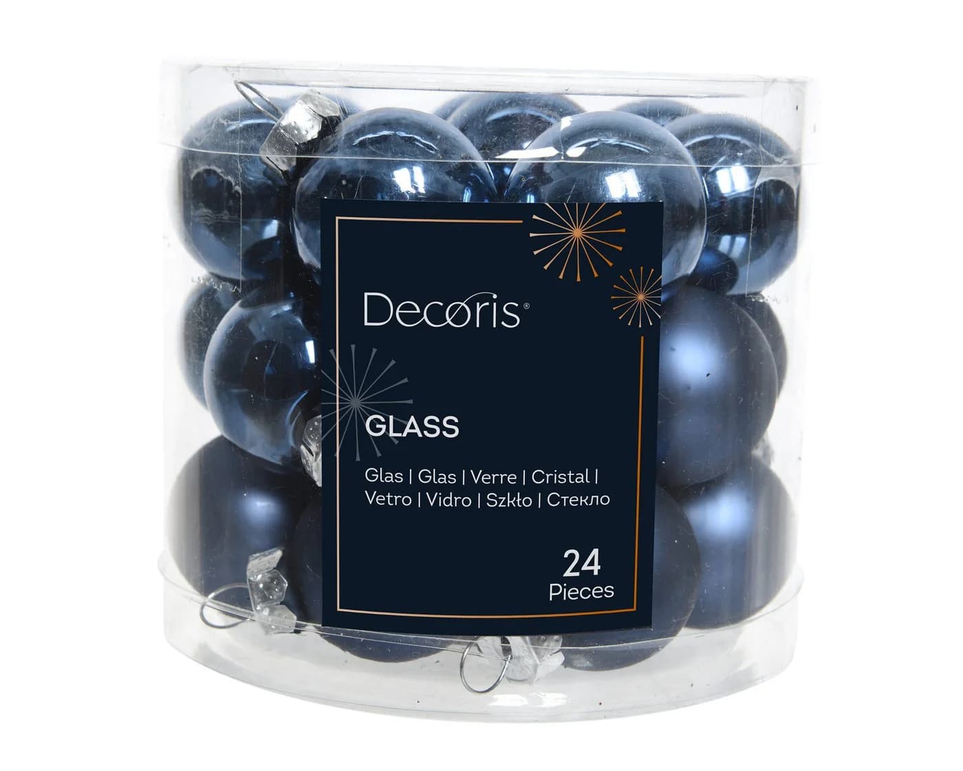 Kaemingk Weihnachtsbaumkugeln Glas 2,5cm 24 Stück Dunkelblau