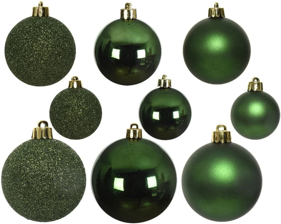 Kaemingk Weihnachtskugeln Kunststoff Mix 4-6cm 30er Set Piniengrün
