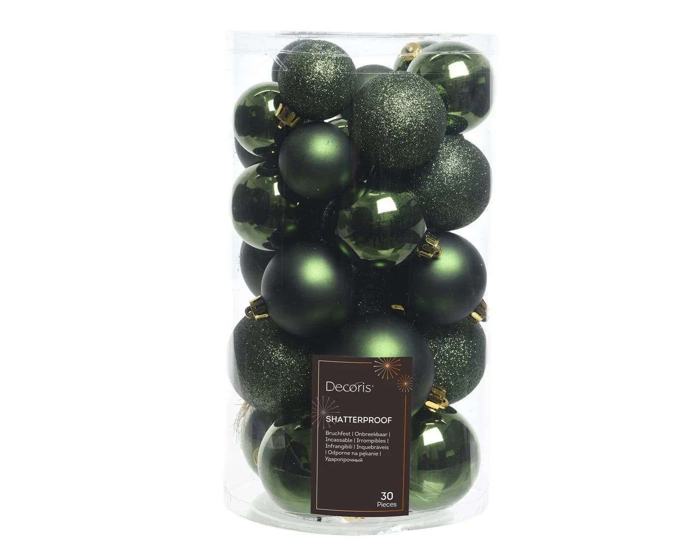 Kaemingk Weihnachtskugeln Kunststoff Mix 4-6cm 30er Set Piniengrün - Bild 2