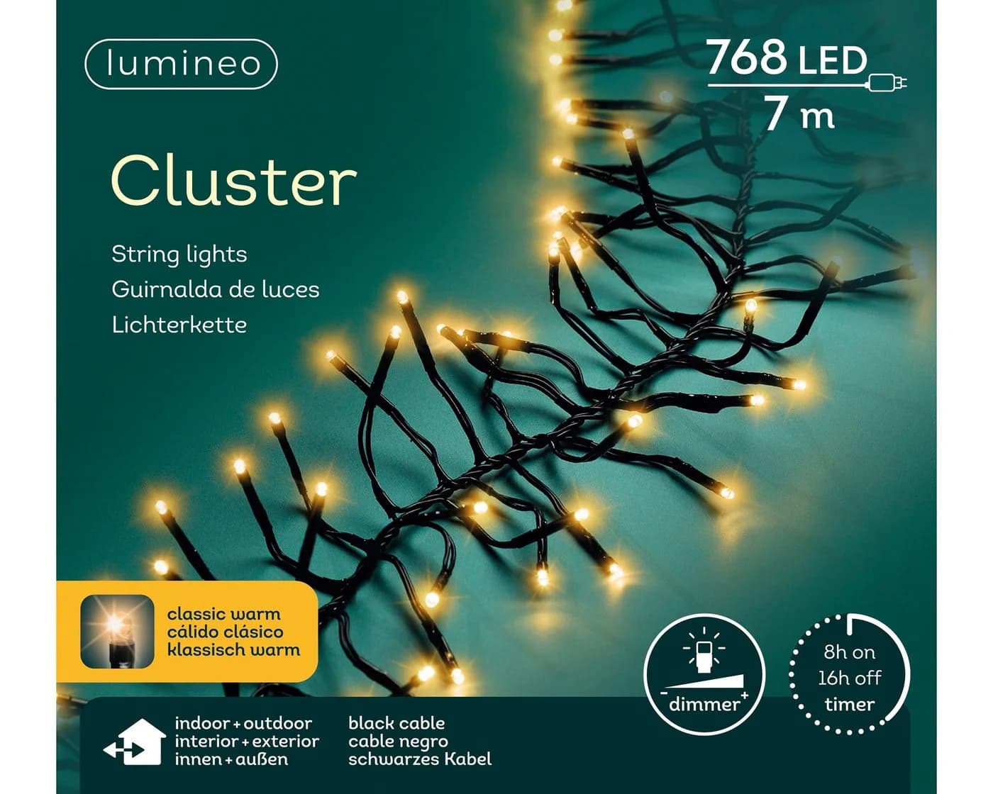 Lumineo LED-Lichterkette CLUSTER 768 LED Schwarz Dimmbar IP44 - Bild 2