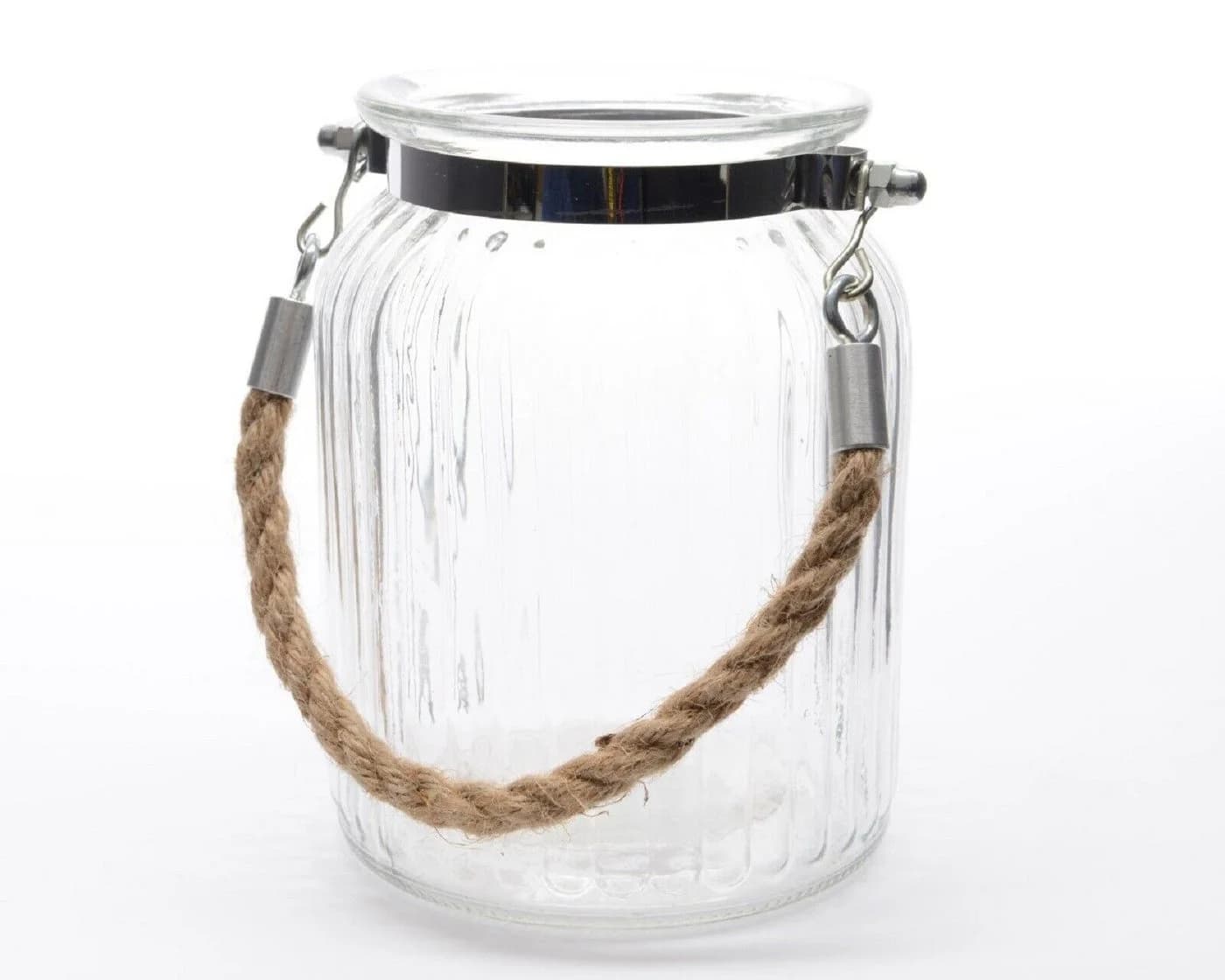 Kaemingk Windlicht Teelichthalter Glas mit Juteseil-Griff - Bild 2