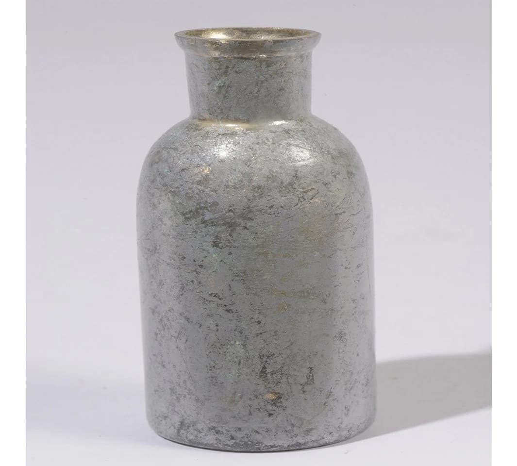 Kaemingk Dekovase Glas Eisfinish silber Ø4 cm H8 cm