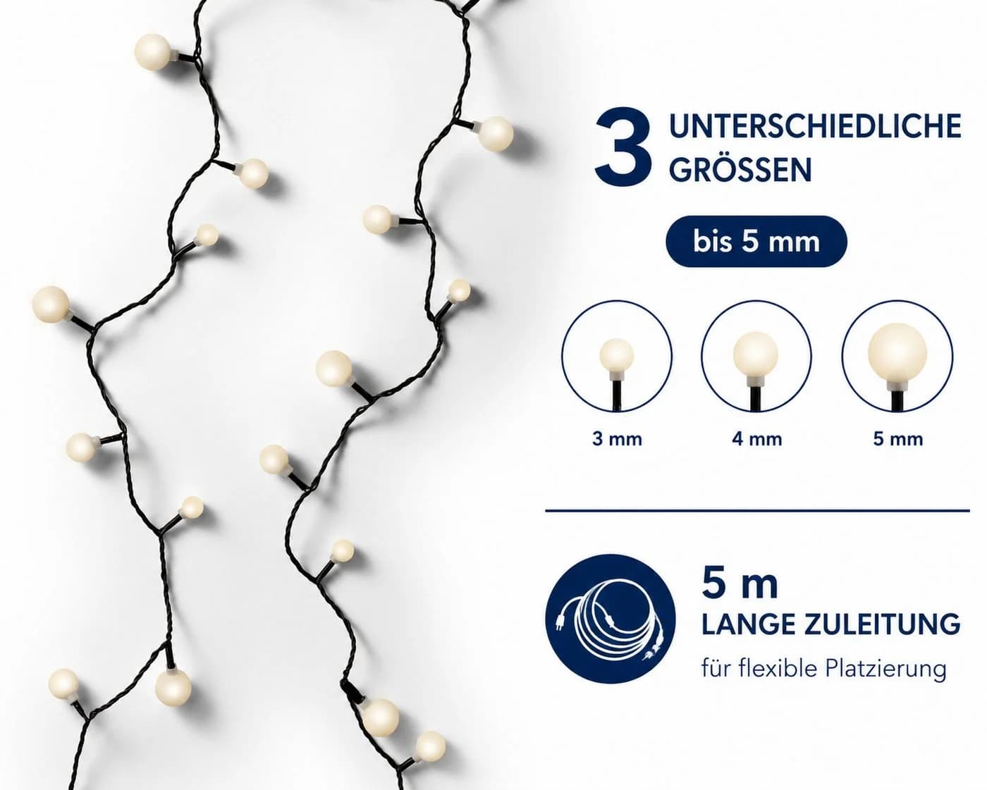 Lumineo LED-Lichterkette CHERRY 240 LEDs 18m Schwarz Warmweiß Timer IP44 - Bild 5