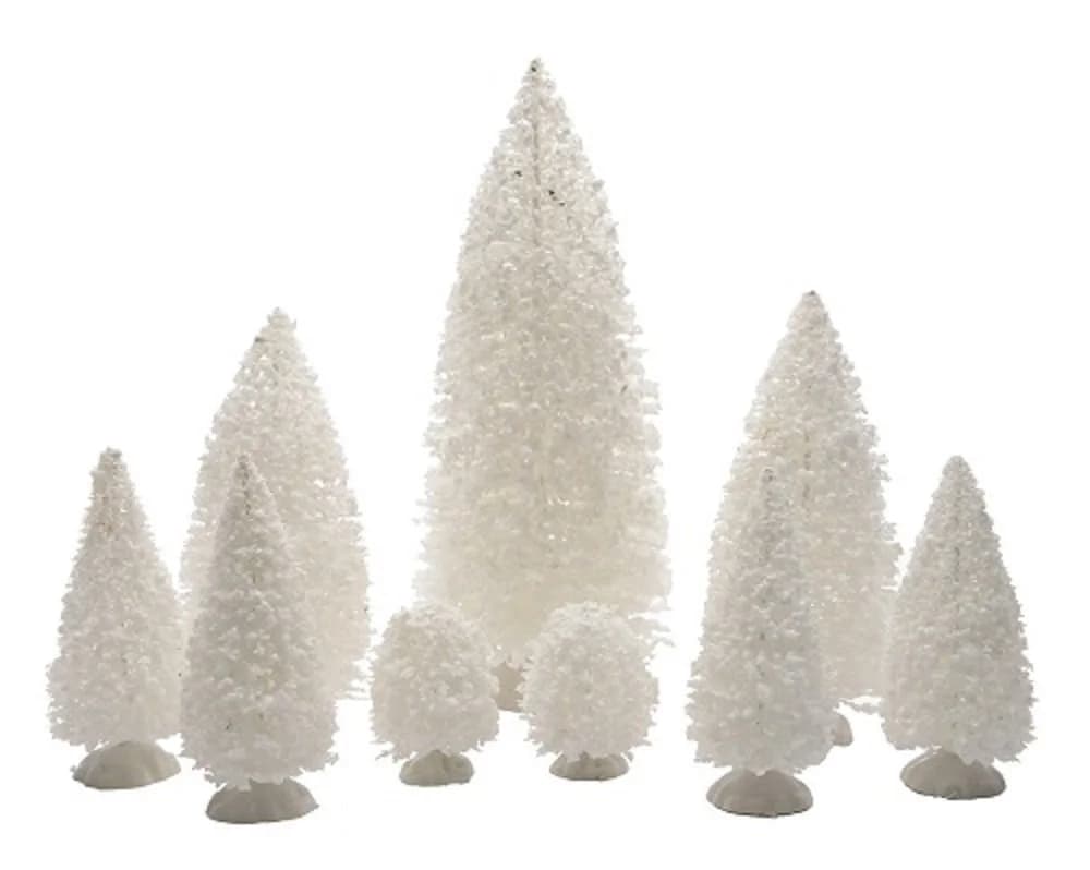 Kaemingk Dekobaum Set 9-tlg. Tannenbaum weiß Kunststoff beschneit