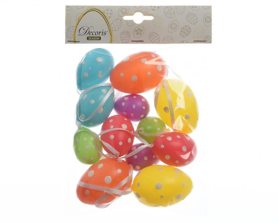 Decoris season decorations Osterei Punkte-Mix 12 Stück Bunt