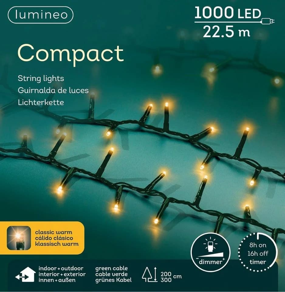 Lumineo LED-Lichterkette 1000 LED 22,5 m Klassisch Warm Grün Dimmbar Timer Indoor/Outdoor - Bild 2