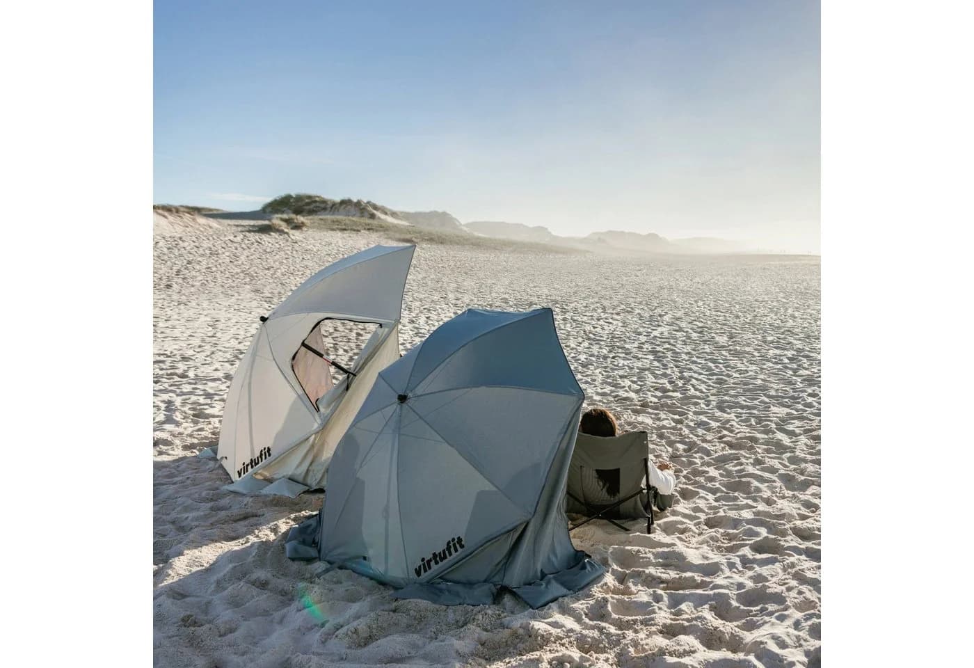 VirtuFit Strandparasol Premium Schwarz mit Windschutz - Bild 4