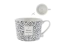 Bastion Collections Tasse Weiß Schwarz Blumenmuster Keramik Bild 2