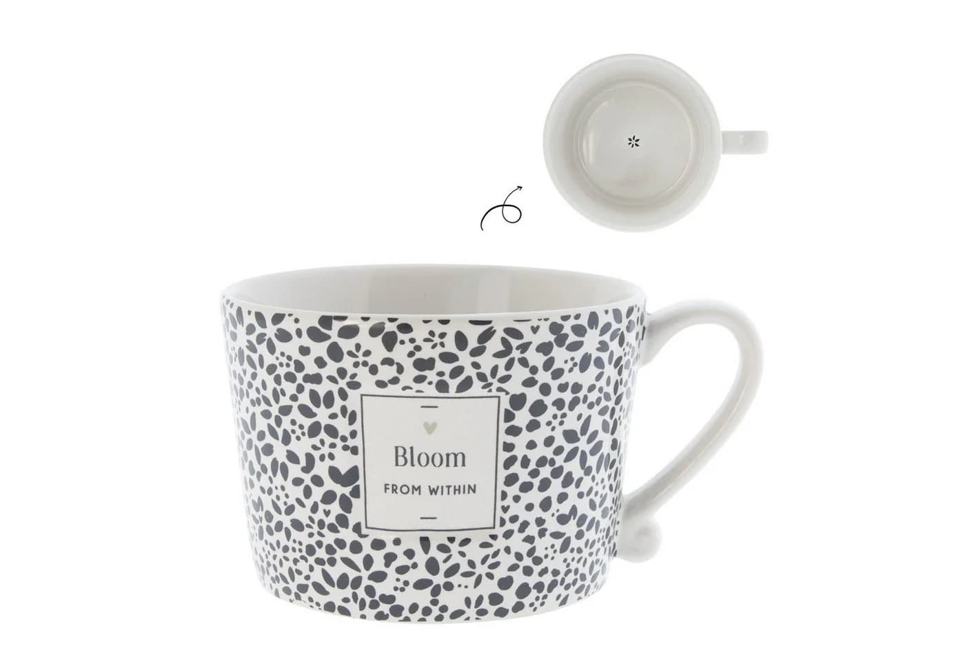 Bastion Collections Tasse Weiß Schwarz Blumenmuster Keramik - Bild 2