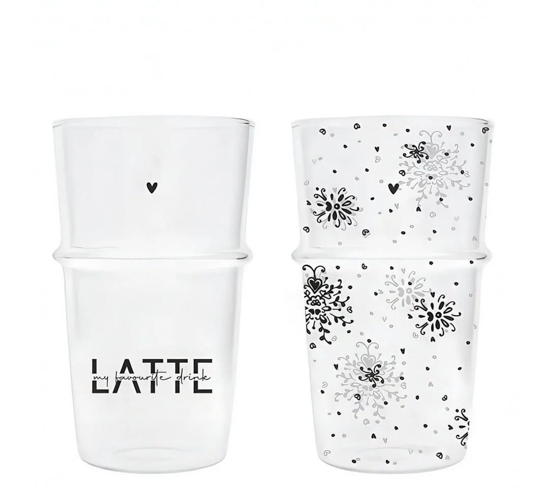 Bastion Collections Cafe Latte Glas 2er Set Transparent/Schwarz - Bild 2