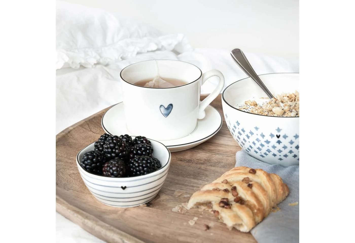 Bastion Collections Snackschale Iris Blue Keramik Set 3-teilig