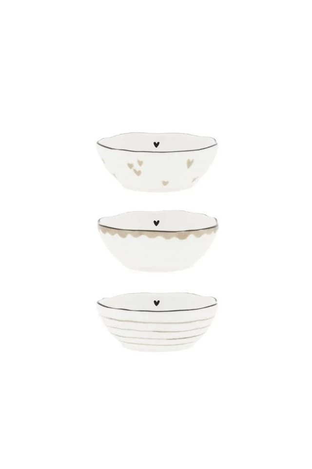Bastion Collections Mini-Schälchen 3er-Set HEARTS Weiß Keramik