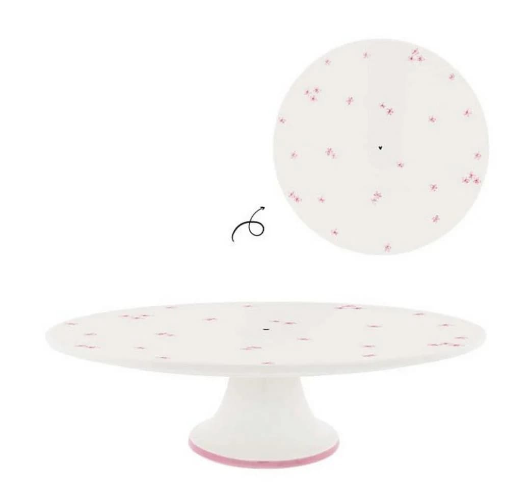 Bastion Collections Tortenplatte Blumen-Print Rosa Keramik - Bild 2