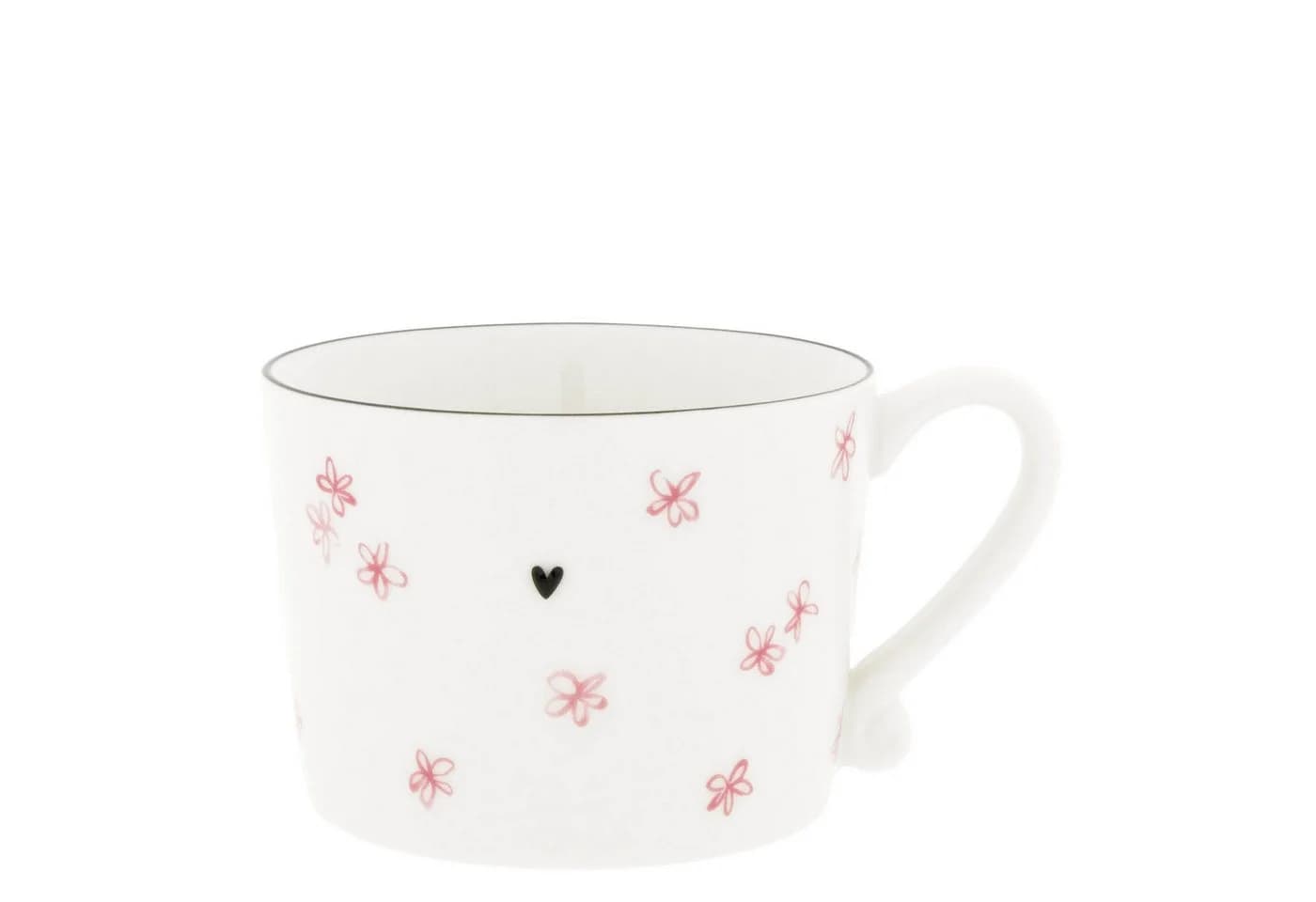 Bastion Collections Cappuccinotasse Rosa Blumenmuster Keramik Landhausstil - Bild 2