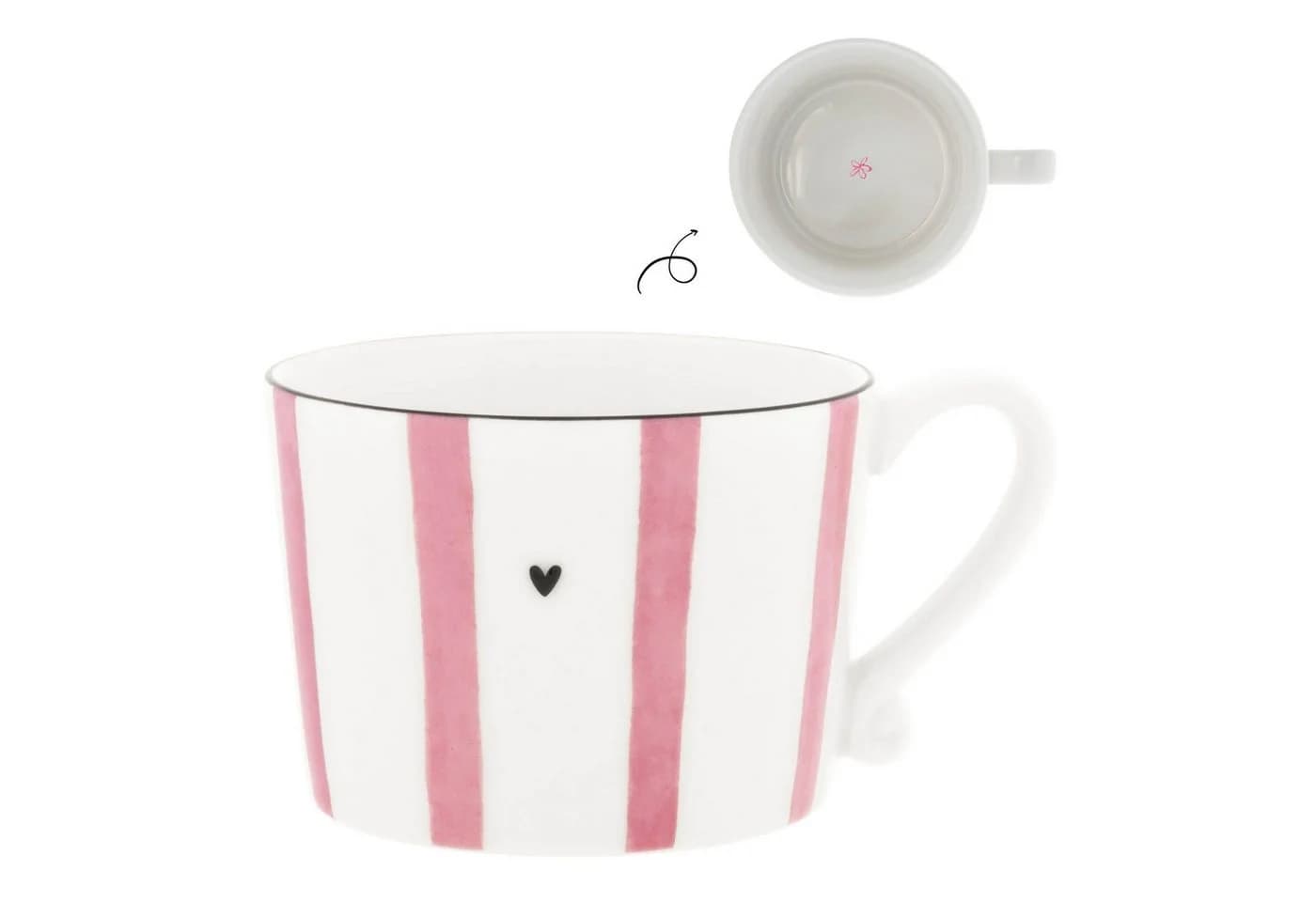 Bastion Collections Cappuccinotasse Rosa Streifen Keramik - Bild 4