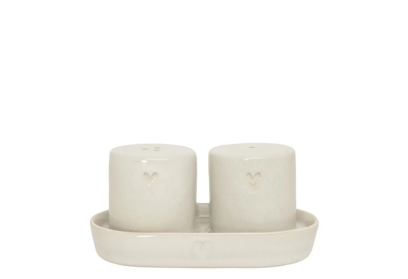 Bastion Collections Salz- und Pfefferstreuer Set Creme mit Tablett - Bild 2