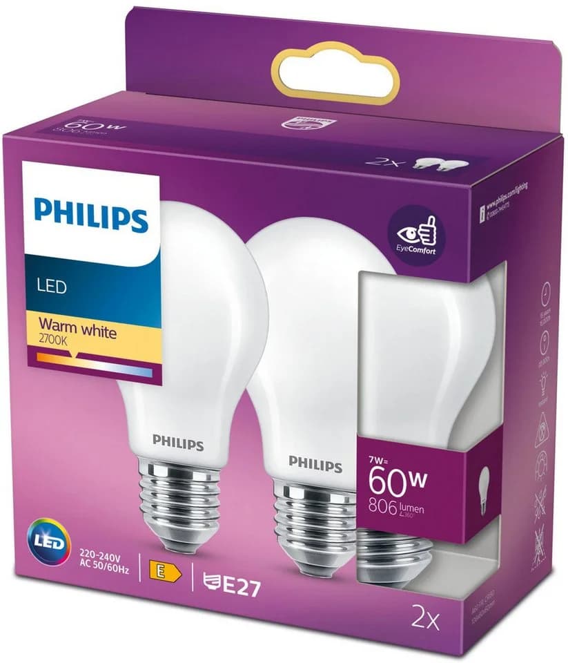 Philips LED-Lampe E27 7W 2.700K opal 2er-Pack - Bild 5